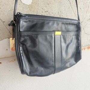 Vintage Crossbody Bag Mr Leather Navy Blue Minimalist Everyday Purse 80s 90s Vtg